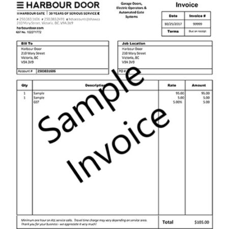 Harbourdoor Invoice